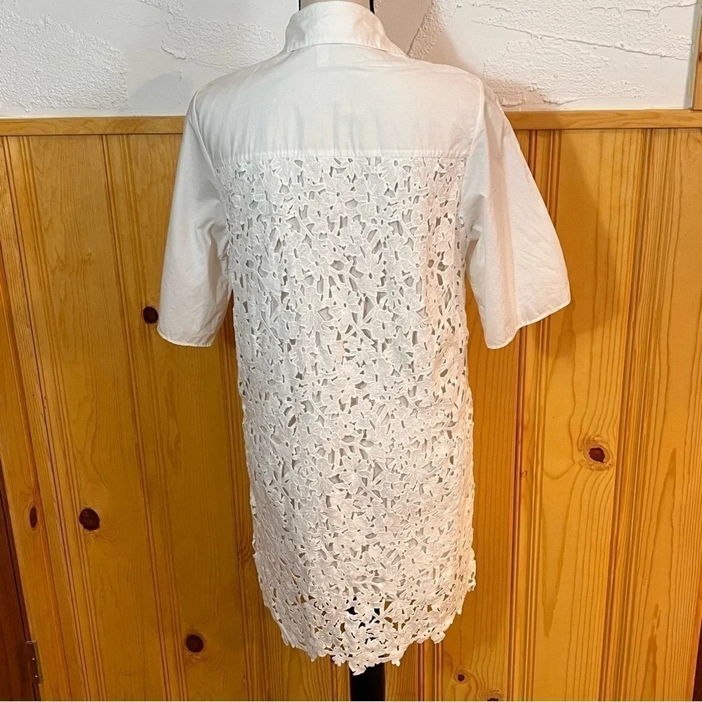 COS Broderie Anglaise White Shirt Dress Sz-4
